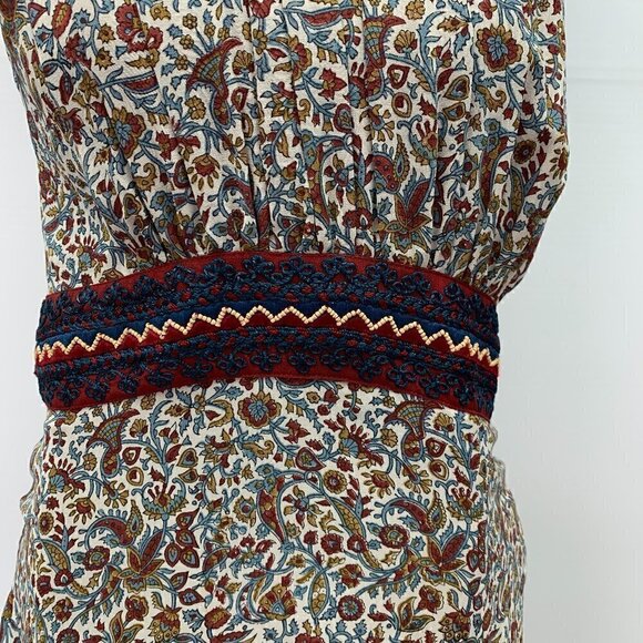 Talitha Silk Maxi Dress Medium Floral Boho Hand Beaded Pom Pom Hemline - Picture 6 of 16